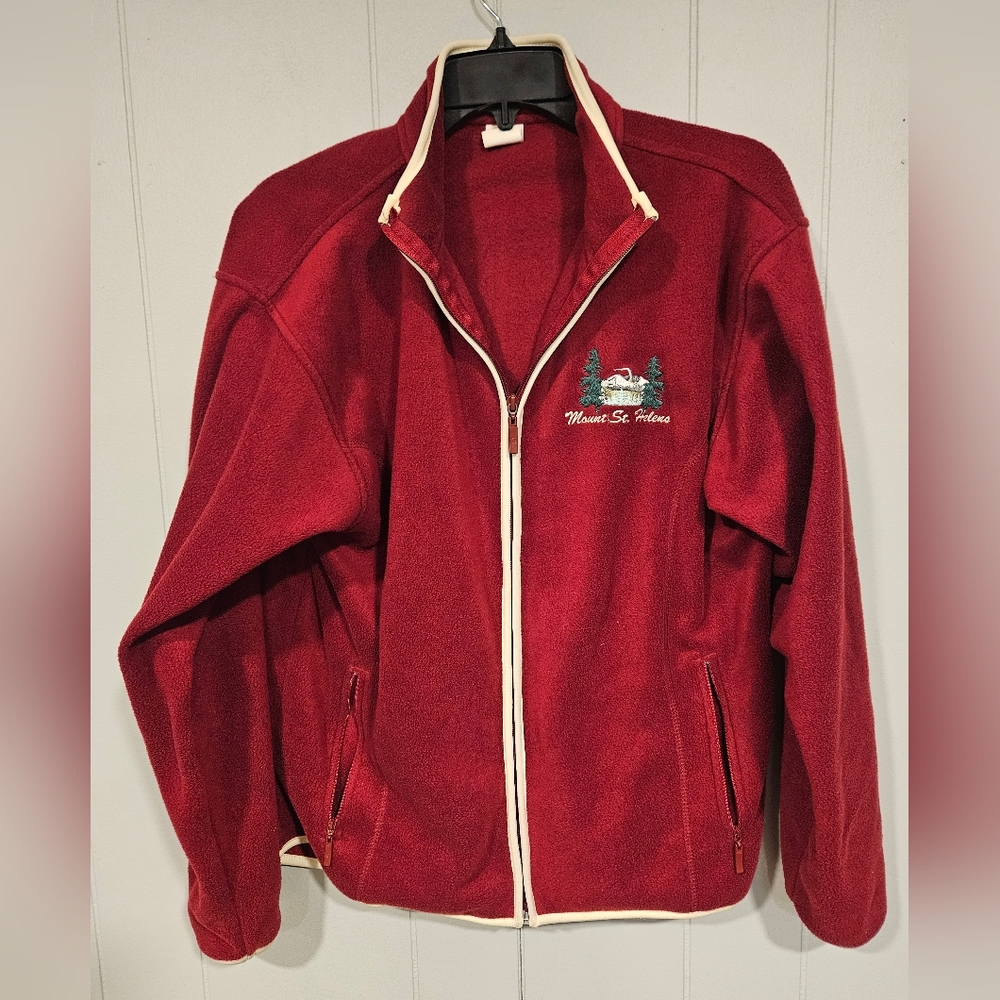 Vintage Mt Saint Helens Fleece Jacket GoGo Sports Full Zip XL Washington Red 90s